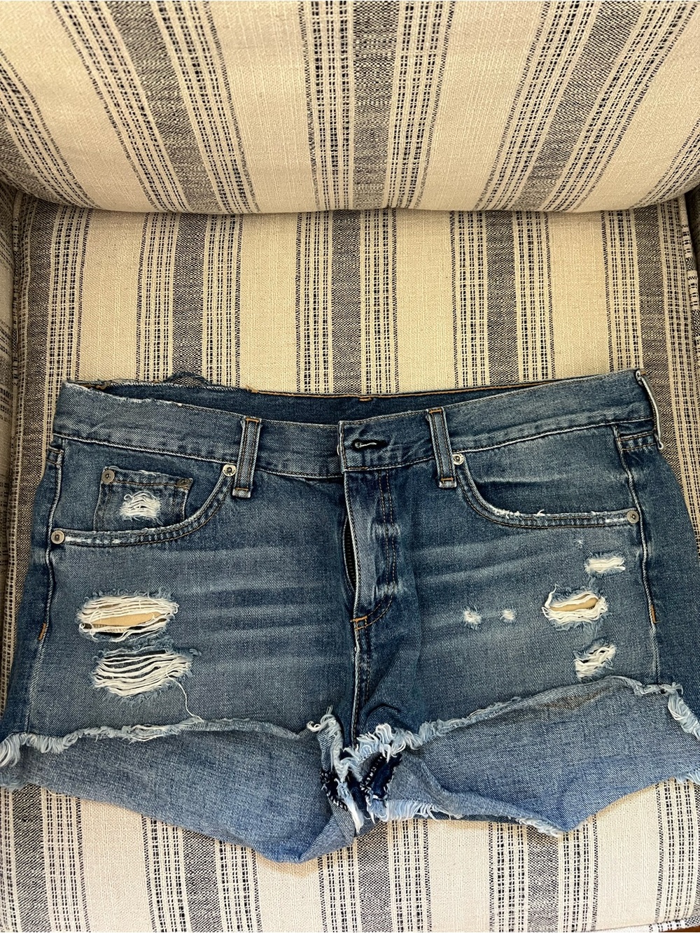 rag & bone Distressed Blue Denim Cutoff Shorts